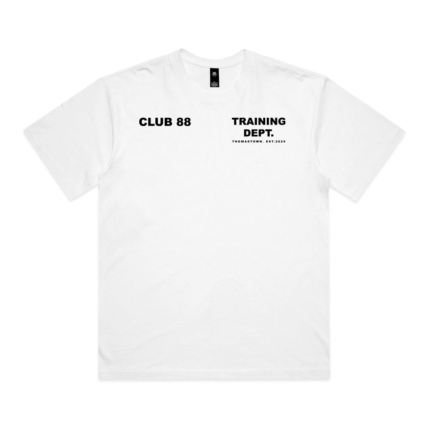 CLUB 88 Members Mens TRAINING DEPT Box White Tshirt