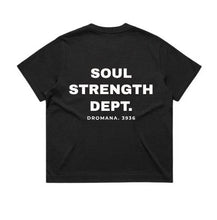 SOUL STRENGTH DEPT DROMANA Womens Box Black Tshirt