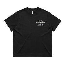 SOUL STRENGTH DEPT DROMANA Womens Box Black Tshirt