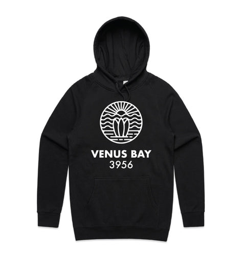 VENUS BAY SUNS UP BLACK MENS HOODIE