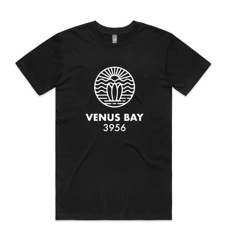 VENUS BAY SUNS UP BLACK MENS TSHIRT