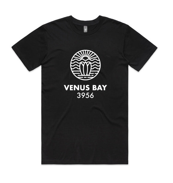 VENUS BAY SUNS UP BLACK MENS TSHIRT