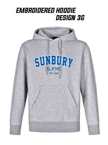 SUNBURY LIONS JFNC GREY EMB FLEECE EMBROIDERED HOODIE - 3G