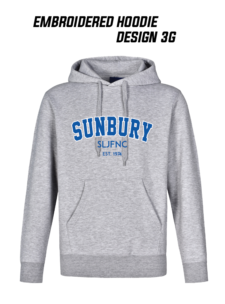 SUNBURY LIONS JFNC GREY EMB FLEECE EMBROIDERED HOODIE - 3G